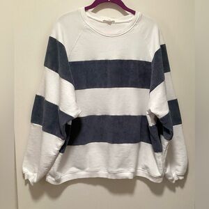 Easel Striped White and Blue Sweatshirt